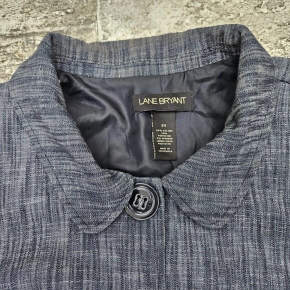 Lane Bryant Women Jacket Coat Plus Size Blazer Gray Cotton Blend Size 24 Plus - Picture 6 of 9